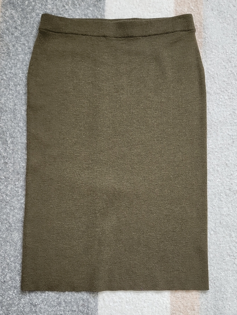 Eileen Fisher Olive Green Knit Pencil Skirt Sz PL Lagenlook Quiet Luxury